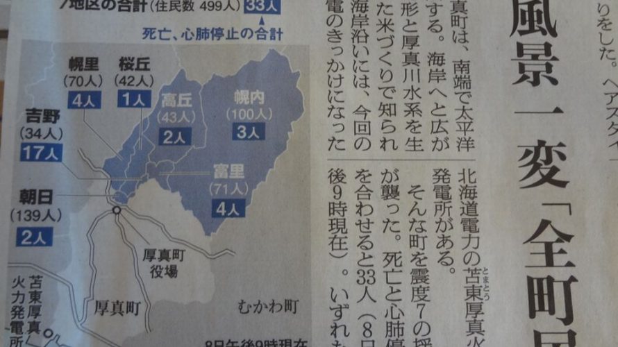9月6日未明、北海道で地震
